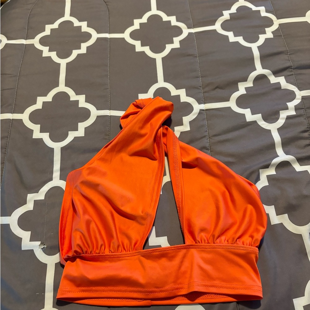 Vibrant Orange Halter Bikini Top